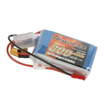 GensAce LiPo 800mAh 11.1V 45C 3S1P akumuliatorius-LiFePO4