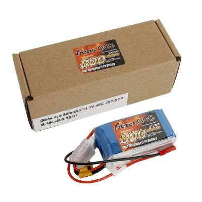 GensAce LiPo 800mAh 11.1V 45C 3S1P akumuliatorius-LiFePO4