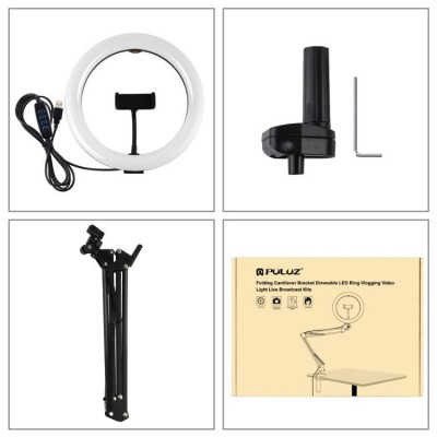 Puluz Stalinis rankinis stovas su 26 cm LED Vlogging Ring