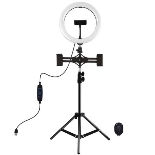 Puluz 1,1 m trikojo laikiklis su 26 cm LED žiedu Vlogging