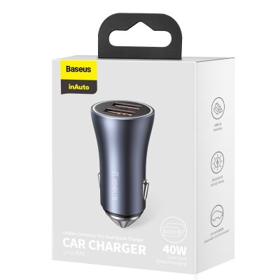 "Baseus Golden Contactor Pro" automobilinis įkroviklis, 2x USB