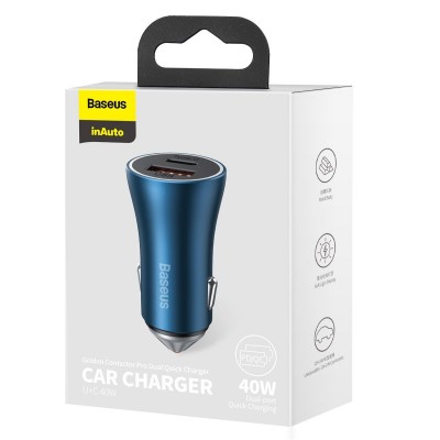 "Baseus Golden Contactor Pro" automobilinis įkroviklis, USB +