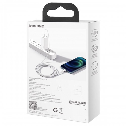 "Baseus Superior Series" USB ir "Lightning" 2,4A 1,5 m kabelis