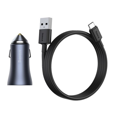 "Baseus Golden Contactor Pro" automobilinis įkroviklis, USB +