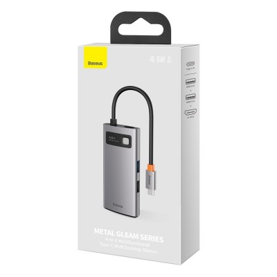 Centratorius 4in1 Baseus Metal Gleam Series, USB-C į USB 3.0 +