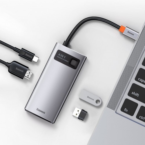Centratorius 4in1 Baseus Metal Gleam Series, USB-C į USB 3.0 +
