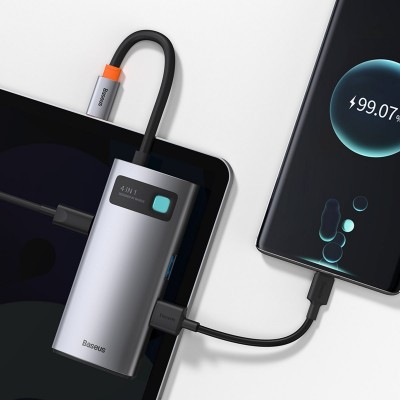 Centratorius 4in1 Baseus Metal Gleam Series, USB-C į USB 3.0 +