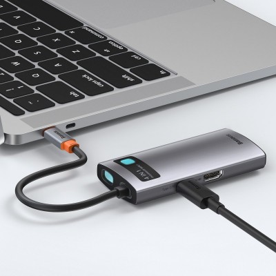 Centratorius 4in1 Baseus Metal Gleam Series, USB-C į USB 3.0 +