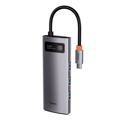 Centratorius 5in1 Baseus Metal Gleam Series, USB-C į 3x USB 3.0