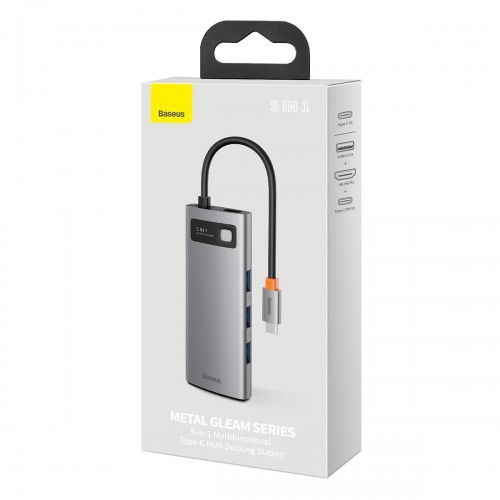 Centratorius 5in1 Baseus Metal Gleam Series, USB-C į 3x USB 3.0