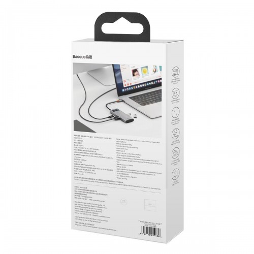 Centratorius 5in1 Baseus Metal Gleam Series, USB-C į 3x USB 3.0