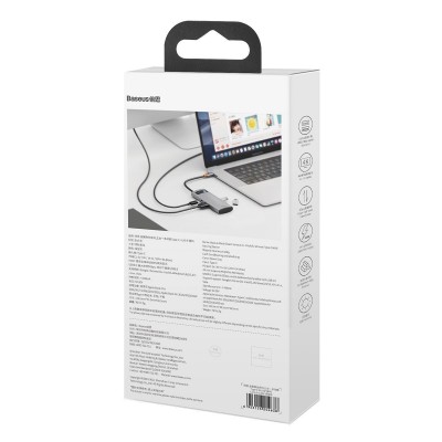 Centratorius 5in1 Baseus Metal Gleam Series, USB-C į 3x USB 3.0
