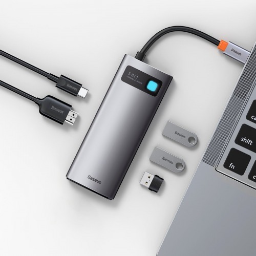 Centratorius 5in1 Baseus Metal Gleam Series, USB-C į 3x USB 3.0