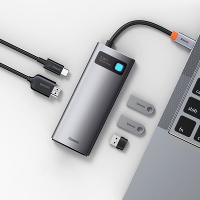 Centratorius 5in1 Baseus Metal Gleam Series, USB-C į 3x USB 3.0