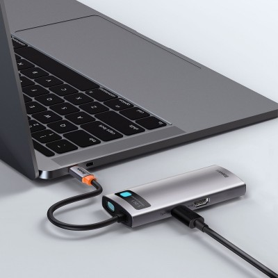 Centratorius 5in1 Baseus Metal Gleam Series, USB-C į 3x USB 3.0