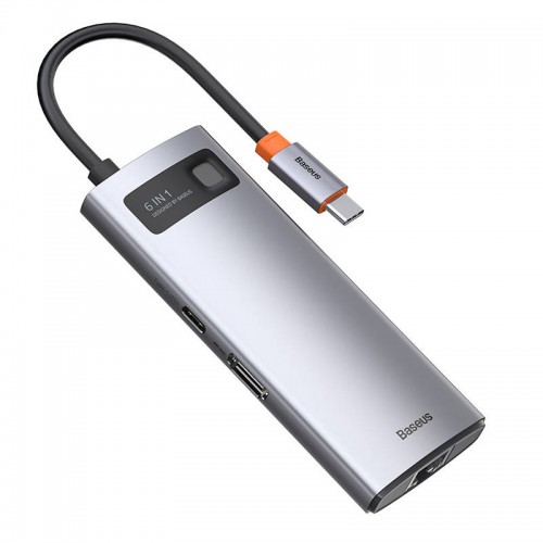 Centratorius 6in1 Baseus Metal Gleam Series, USB-C į 3x USB 3.0