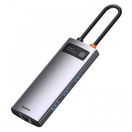 Centratorius 6in1 Baseus Metal Gleam Series, USB-C į 3x USB 3.0