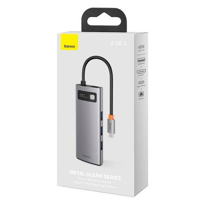Centratorius 6in1 Baseus Metal Gleam Series, USB-C į 3x USB 3.0