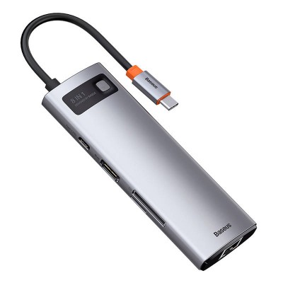 Centratorius 8in1 Baseus Metal Gleam Series, USB-C į 3x USB 3.0
