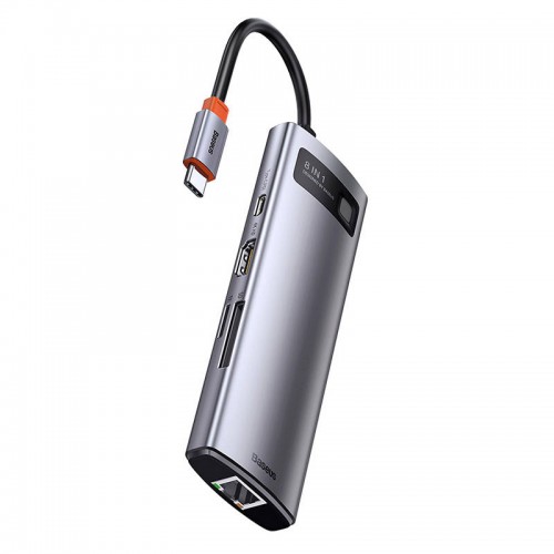 Centratorius 8in1 Baseus Metal Gleam Series, USB-C į 3x USB 3.0