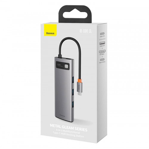 Centratorius 8in1 Baseus Metal Gleam Series, USB-C į 3x USB 3.0