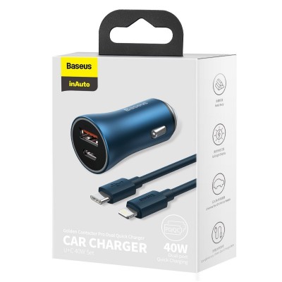 "Baseus Golden Contactor Pro" automobilinis įkroviklis, USB +