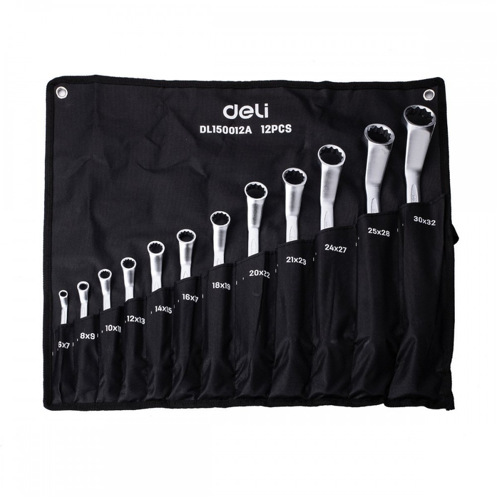 Dvigubų dėžutinių veržliarakčių rinkiniai 12 vnt. Deli Tools