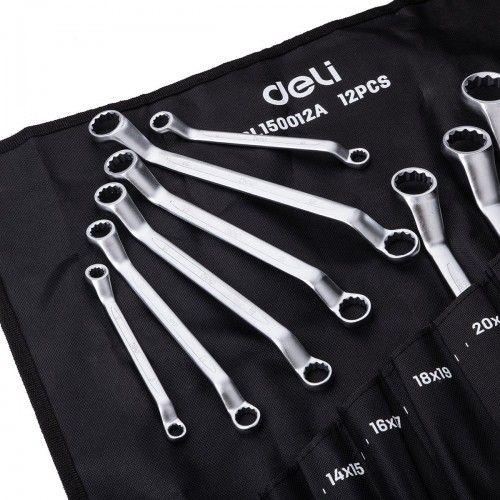 Dvigubų dėžutinių veržliarakčių rinkiniai 12 vnt. Deli Tools