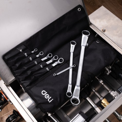 Dvigubų dėžutinių veržliarakčių rinkiniai 12 vnt. Deli Tools