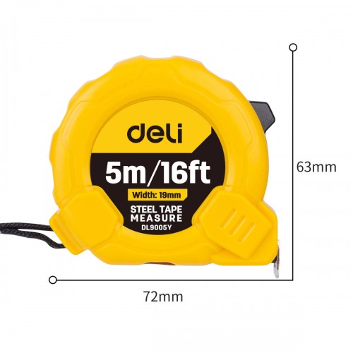 Plieninė matavimo juosta 5 m/19 mm Deli Tools EDL9005Y