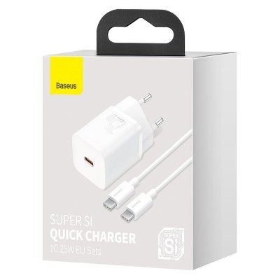 "Baseus Super Si" greitasis įkroviklis 1C 25W su USB-C laidas