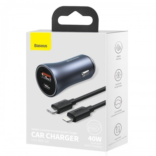 "Baseus Golden Contactor Pro" automobilinis įkroviklis, USB +