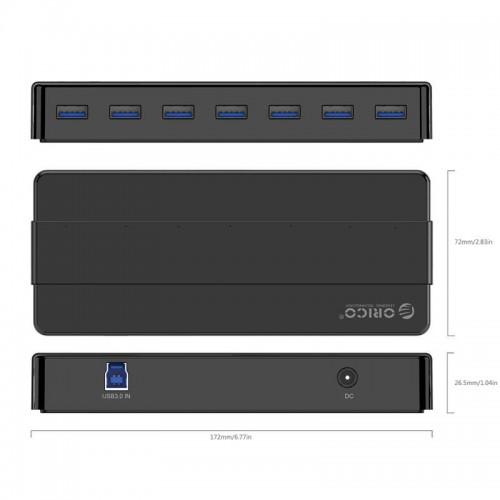 Adapterio koncentratorius 7-IN-1 Orico USB 3.0 + USB 3.0