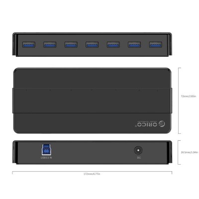 Adapterio koncentratorius 7-IN-1 Orico USB 3.0 + USB 3.0
