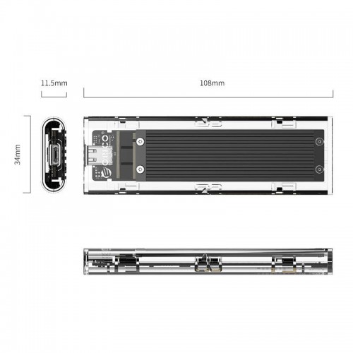 Korpusas SDD M.2 Orico, NVME, USB-C 3.1 Gen.2, 10 Gb/s