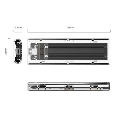 Korpusas SDD M.2 Orico, NVME, USB-C 3.1 Gen.2, 10 Gb/s