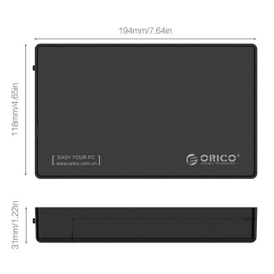 Kietųjų diskų korpusas Orico 2,5 / 3,5'' colių USB-C-Pagrindinis