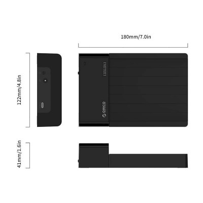 Stotelė Orico, skirta 2,5 / 3,5 colių HDD, USB 3.1 C tipo