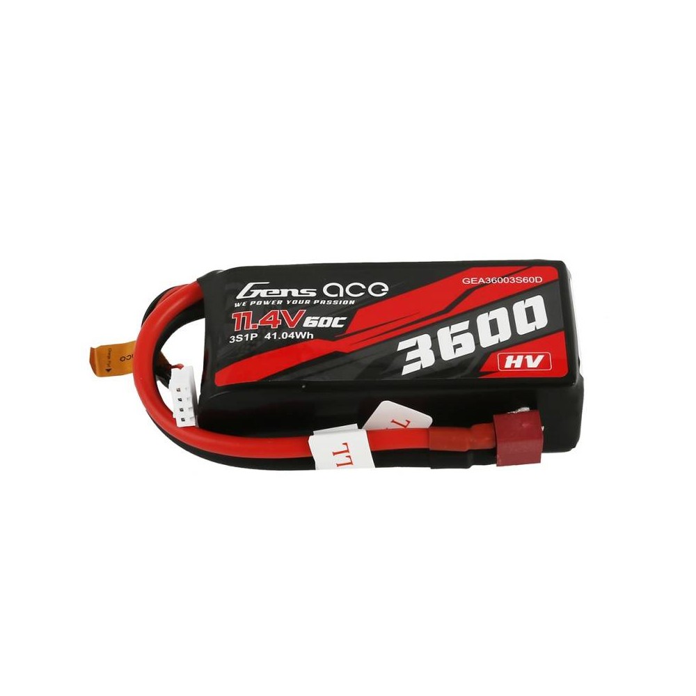 Akumuliatorius Gens Ace 3600mAh 11.4V 60C 3S1P-LiFePO4, Li-Ion