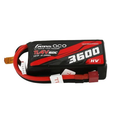 Akumuliatorius Gens Ace 3600mAh 11.4V 60C 3S1P-LiFePO4, Li-Ion