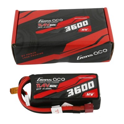 Akumuliatorius Gens Ace 3600mAh 11.4V 60C 3S1P-LiFePO4, Li-Ion