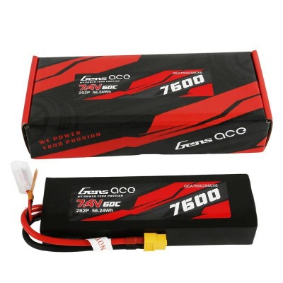 Akumuliatorius Gens Ace 7600mAh 7,4V 60C 2S2P XT60 medžiaginis