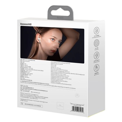 Belaidės ausinės "Baseus Encok W3", "Bluetooth 5.0" (baltos
