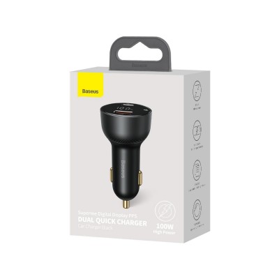 "Baseus Superme" automobilinis įkroviklis, USB, USB-C, 100 W