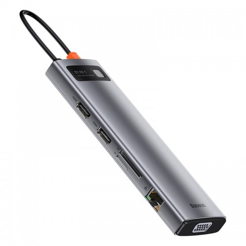 Centratorius 11in1 Baseus Metal Gleam Series, USB-C į 3x USB