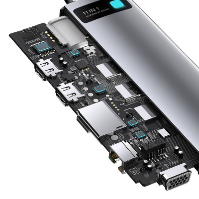 Centratorius 11in1 Baseus Metal Gleam Series, USB-C į 3x USB