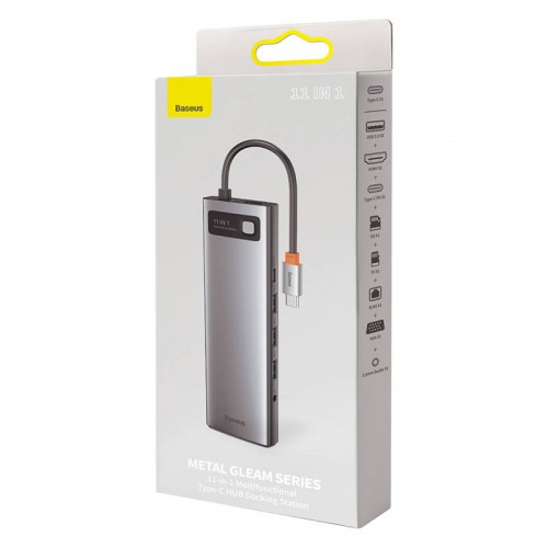 Centratorius 11in1 Baseus Metal Gleam Series, USB-C į 3x USB
