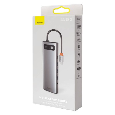 Centratorius 11in1 Baseus Metal Gleam Series, USB-C į 3x USB