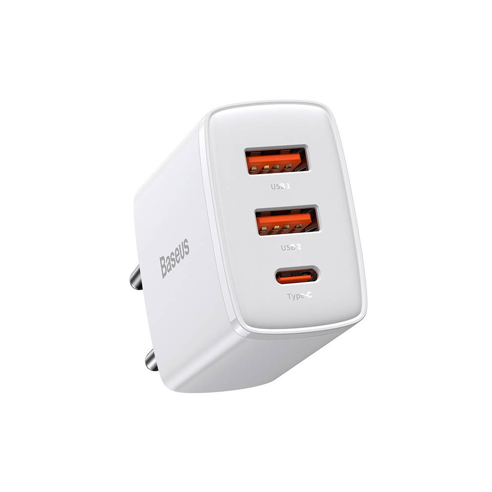 Baseus kompaktiškas greitasis įkroviklis, 2xUSB, USB-C, PD, 3A
