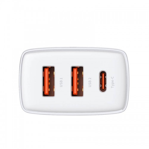 Baseus kompaktiškas greitasis įkroviklis, 2xUSB, USB-C, PD, 3A